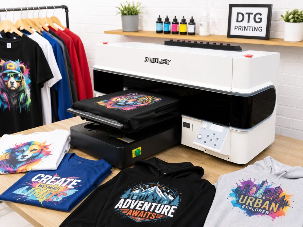 Audley DTG printer for custom T-shirts jerseys and apparel printing